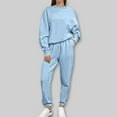 thumbnail image 1 of Bxsruta Athletic Sets for Women, Women's Thermal Lined Sweatshirt & Fleece Pants Set, Winter Crew Neck Pullover Outfit, Casual Lounge Wear Set, 1 of 7
