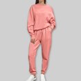 thumbnail image 1 of Bxsruta Athletic Sets for Women, Women's Thermal Lined Sweatshirt & Fleece Pants Set, Winter Crew Neck Pullover Outfit, Casual Lounge Wear Set, 1 of 7