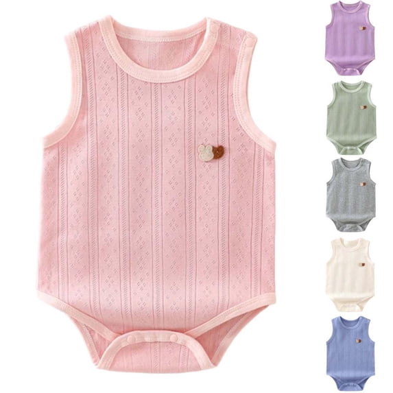 Bxsruta Baby Bodysuit Sleeveless Cotton Romper Infant One-Piece Tank Jumpsuit for Summer