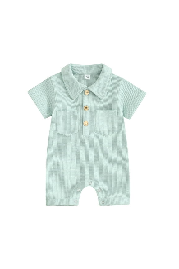 Baby Boy Clothes, Boys' Jumpsuit Summer Clothes Outdoor Clothes Boys Lapel Short Sleeve Rompers