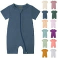 thumbnail image 1 of Bxsruta Baby Clothes, Child's Summer Jumpsuit Boys and Girls Baby Botton Short Sleeve Round Neck Cute Solid Shorts Rompers, Navy 70, 1 of 1