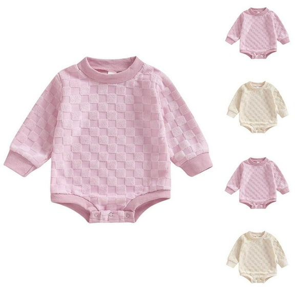 Bxsruta Baby Clothes, New Fashion Boys Baby Onesie Lapel Casual Long Sleeve Long Climbing Romper, Pink 3 Months