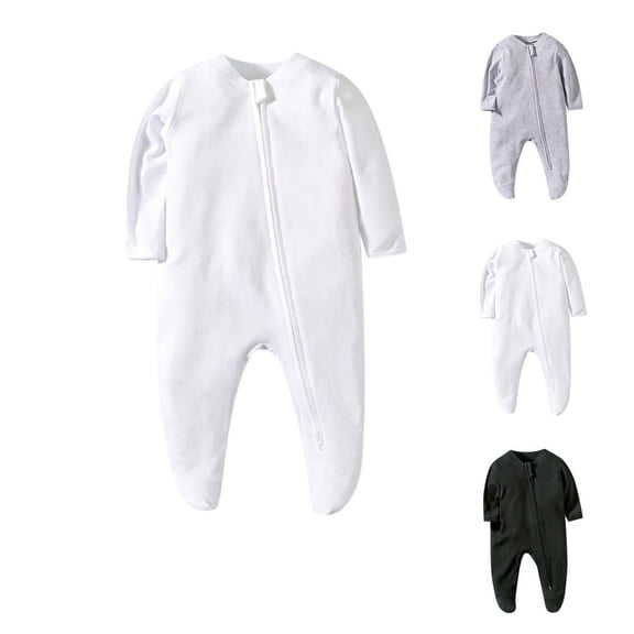 Bxsruta Baby Clothes, Solid Color Baby Crawling Suit Long Jumpsuit Baby Summer Jumpsuit Newborn Pajamas, Black 3M