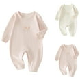 thumbnail image 1 of Bxsruta Baby Clothes, Toddler Baby Girls Boys Long Sleeve Printed Color T-Shirt Round Neck Jumpsuit Romper, White 9 Months, 1 of 1