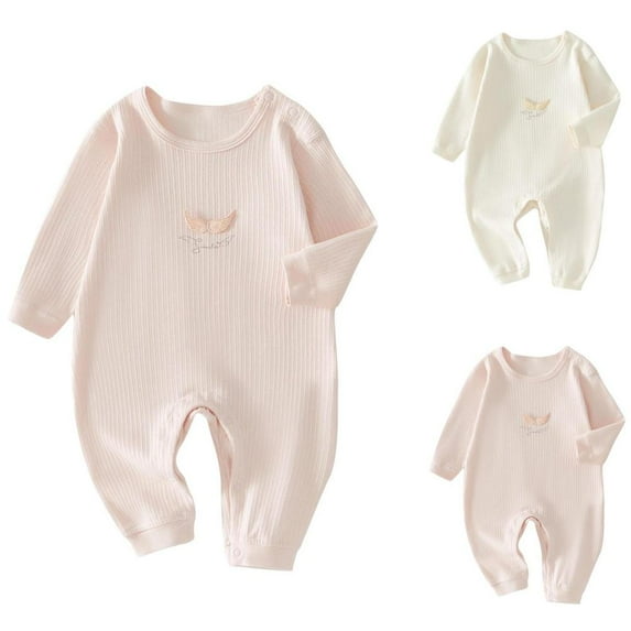 Bxsruta Baby Clothes, Toddler Baby Girls Boys Long Sleeve Printed Color T-Shirt Round Neck Jumpsuit Romper, White 9 Months
