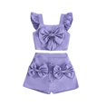 thumbnail image 1 of Bxsruta Baby Girl Clothes, Girls' Solid Color Bow Sleeveless Top Half Body Pants Skirt Two-piece Set, 1 of 8