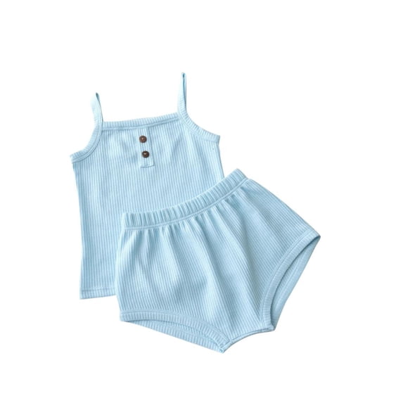 Bxsruta Baby Girl Clothes, Solid Color Tie Camisole Set Girls' Top Shorts Two-piece Set Round Neck Set