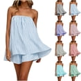 thumbnail image 1 of Bxsruta Bandeau Top and Shorts Set for Women Casual Loose Fit Tube Top Two Piece Outfit Summer Sleeveless Lounge Sets Vacation Pajama Sleepwear, 1 of 6