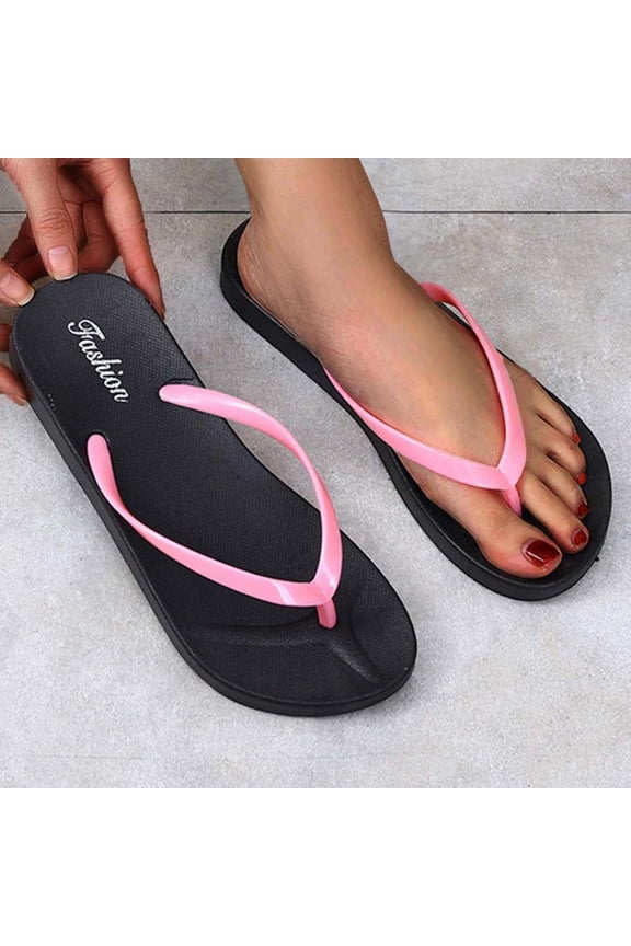 Bath-Ready Non-Slip Flip Flops, Textured PVC Slippers with Bold Logo Print
