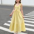 thumbnail image 1 of Bxsruta Big Girls' V-Neck Spaghetti Strap Maxi Dress with Ruffle Hem and A-Line Skirt for Summer Parties and Daily Wear, 1 of 8