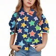 thumbnail image 1 of Bxsruta Blouse for Kids, Star Print Button Down Casual Shirt, Long Sleeve Collared Kids Outerwear, 1 of 6