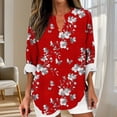 thumbnail image 1 of Bxsruta Blouse for Women, Women' Casual Comfortable Printed Blouse V-Necked Blouse 3/4 Sleeve Tops, 1 of 5