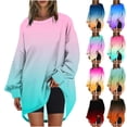 thumbnail image 1 of Bxsruta Blouse for Women, Womens Oversized Crewneck Sweatshirt Printed Long Sleeve Tunic Tops, Hot Pink L, 1 of 6