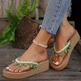 thumbnail image 1 of Bxsruta Bohemian Tassel Wedge Heel Sandals, Breathable Fabric Summer Footwear with Pompom Decor for Beach Vacations, 1 of 8