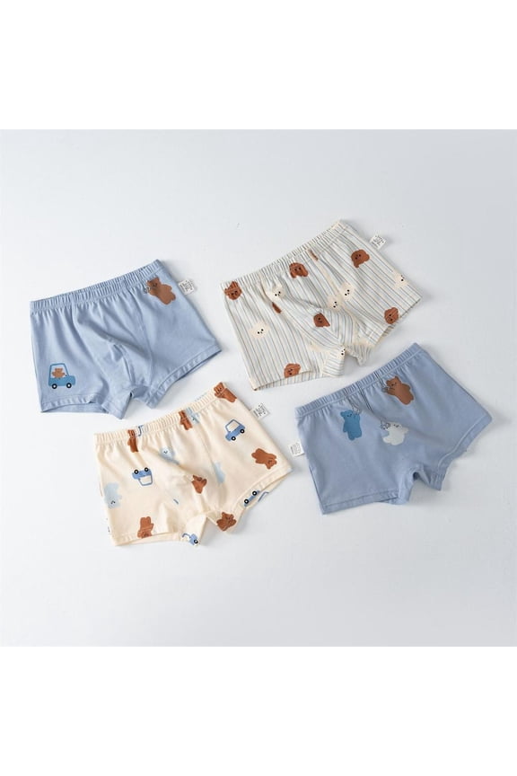 Boys' 3-8 Years Boxer Briefs Breathable Soft Stretchy Bear Print Everyday Underwear