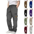thumbnail image 1 of Bxsruta Boys Cargo Joggers Pants, Youth Boys' Sweatpants, Casual Elastic Waist Drawstring Jogging Trousers, Teens Active Workout Joggers with Pockets, 1 of 6