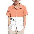 thumbnail image 1 of Bxsruta Boys Shirts, Fashion Boy and Girls' Casual Short Sleeve Turndown Neck Collar Botton Printed Short Button Down Shirts, Orange 130, 1 of 8