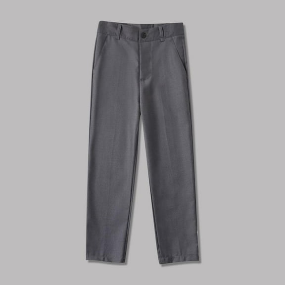 Bxsruta Boys' and Girls' Solid Color Suit Pants Daily Loose Pants Student Pants Dark Gray