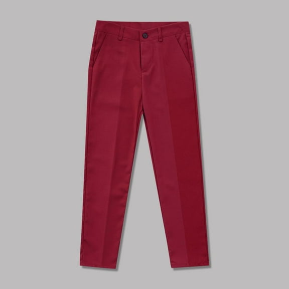Bxsruta Boys' and Girls' Solid Color Suit Pants Daily Loose Pants Student Pants Wine