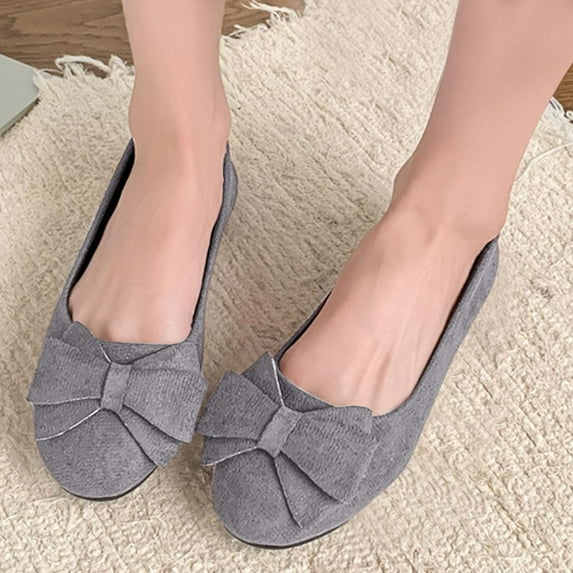 Bxsruta Breathable Suede Bow Moccasins with Low Heel, Spring/Summer Casual Shoes for Women, Comfortable Round-Toe Slip-Ons