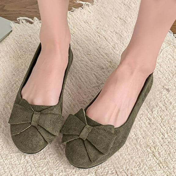 Bxsruta Breathable Suede Bow Moccasins with Low Heel, Spring/Summer Casual Shoes for Women, Comfortable Round-Toe Slip-Ons