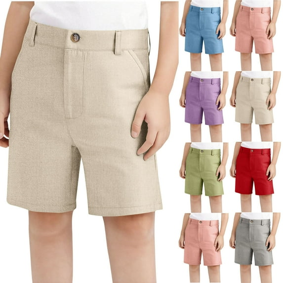 Bxsruta Youth Boys Girls Golf Shorts Stretch School Uniform Shorts