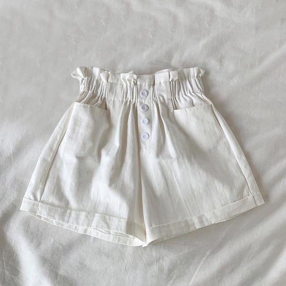 Bxsruta Children's Summer Thin Solid Color Shorts Girls' Hot Pants Outerwear Children's Sports Pants Casual Pants Fashionable Children's Pants White