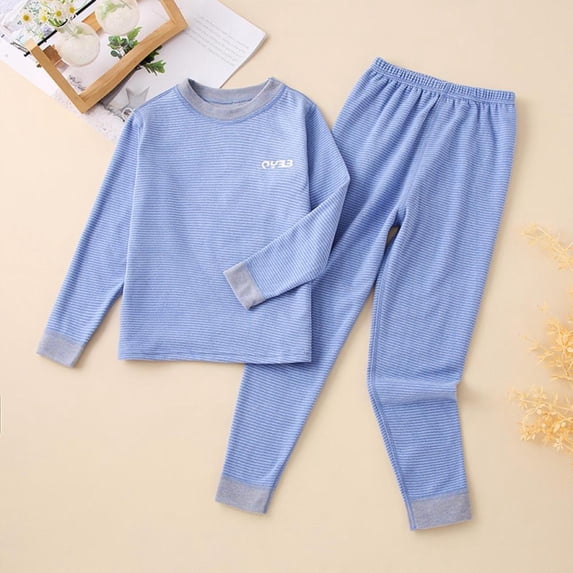 Bxsruta Children's Two-Piece Set, Heavyweight Brushed Fleece Thermal Underwear Set for Kids Plush Long Sleeve Base Layer Set