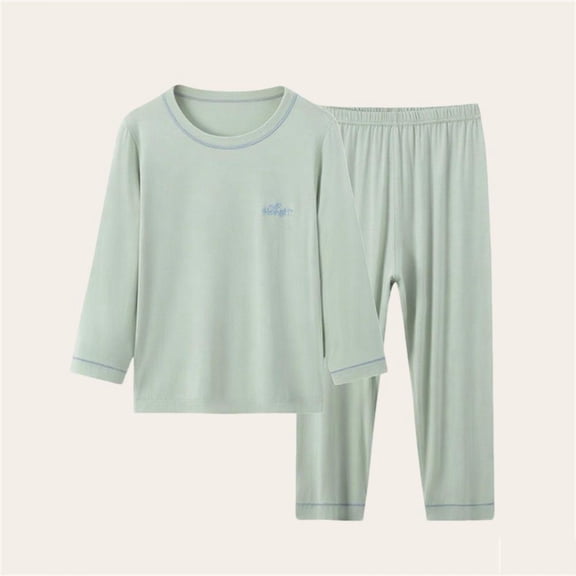 Bxsruta Children's Two-Piece Set, Lightweight Knit Long Sleeve Crewneck Top and Elastic Waist Lounge Pants Set