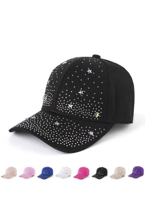 Children's Washable Rhinestone Baseball Cap Heart-shaped Novelty Hat for Girls Spring Summer Outdoor Activities