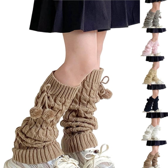 Bxsruta Children's Winter Fleece Long Tube Socks with Sweet Bow and Pom-poms, Patchwork Design, Soft and Warm for Ages 3-15, One Size Stretchy