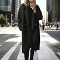 thumbnail image 1 of Bxsruta Coat for Women, Women's Long Wool Blend Coat, Classic Lapel Double-Breasted Trench with Deep Pockets, Timeless Winter Dress Outerwear, 1 of 7