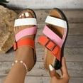 thumbnail image 1 of Bxsruta Color-Block Slide Sandals with Rhinestone Buckle, Adjustable Summer Slippers for Casual Outfit Pairing, 1 of 8
