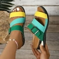 thumbnail image 1 of Bxsruta Color-Block Slide Sandals with Rhinestone Buckle, Adjustable Summer Slippers for Casual Outfit Pairing, 1 of 8
