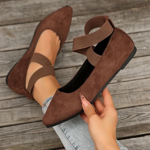 Bxsruta Crisscross Ankle Strap Slip-On Sandals, Soft Suede-Like Summer Footwear with Cushioned Arch Support