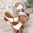 thumbnail image 1 of Bxsruta Embossed Texture Sandals with Decorative Buckle Accent, Moderate Block Heel for Women's Casual Style, 1 of 8
