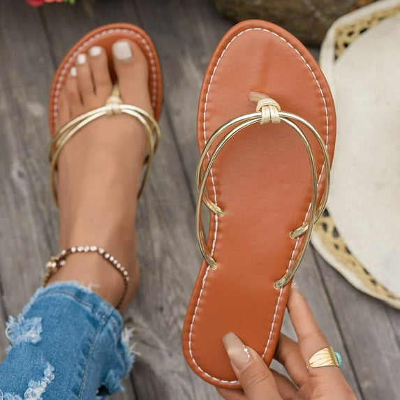 Bxsruta Flexible Flip Flop Sandals with Contoured Footbed, Non-Slip Casual Summer Footwear for Women