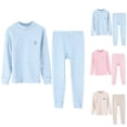 thumbnail image 1 of Bxsruta Girls 2-16 Years Thermal Underwear Set Soft Cozy Long Sleeve Crewneck Top and Pants Base Layer for Everyday Wear, 1 of 5