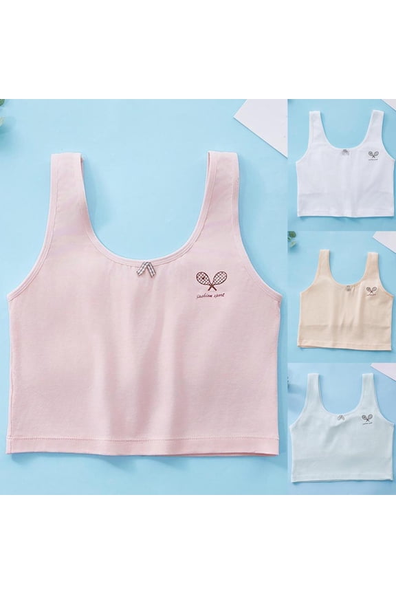 Girls 8-12 Years Training Bra Breathable Cotton Wirefree Lightly Lined First Bra for Teenagers Everyday Comfort