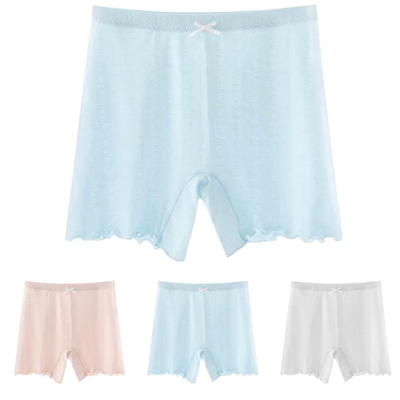 Bxsruta Girls Breathable Cotton Lined Shorts Solid Color Anti Chafing Flat Leggings Undershorts