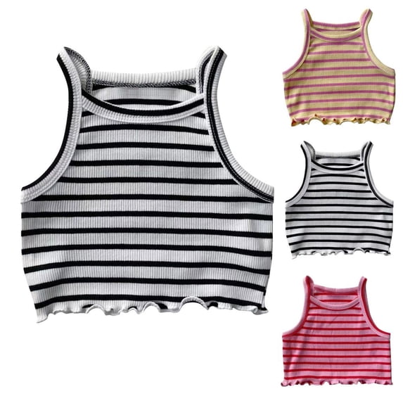 Bxsruta Girls Cotton Spandex Camisole Tops Soft Strap Summer Casual Tanks for Everyday Wear Parties 6 Months to 6 Years