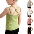 thumbnail image 1 of Bxsruta Girls Criss Cross Halter Tank Top Soft Cotton Sleeveless Crew Neck Slim Fitted Crop Top for Casual Wear, 1 of 8