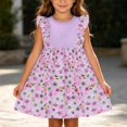 thumbnail image 1 of Bxsruta Girls Floral Print Sleeveless Casual Dress with Ruffle Shoulder Detail Soft Cotton Daily Wear for Toddler and Preschool Kids Outdoor Play Family Gatherings Summer Comfortable, 1 of 8