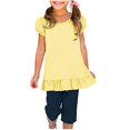 thumbnail image 1 of Bxsruta Girls' Puffed Sleeves T-Shirt with Ruffle Hem, Soft Breathable Polyester for Party and Casual Wear, 1 of 8