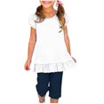 thumbnail image 1 of Bxsruta Girls' Puffed Sleeves T-Shirt with Ruffle Hem, Soft Breathable Polyester for Party and Casual Wear, 1 of 8