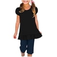 thumbnail image 1 of Bxsruta Girls' Puffed Sleeves T-Shirt with Ruffle Hem, Soft Breathable Polyester for Party and Casual Wear, 1 of 8