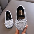 thumbnail image 1 of Bxsruta Girls Rhinestone Bowknot Ballet Flats Soft Sparkly Dress Shoes with Elastic Strap for Wedding Party, 1 of 8