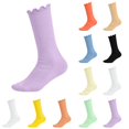 thumbnail image 1 of Bxsruta Girls Ruffle Crew Socks Lettuce Trim Ribbed Mid Calf Casual Socks, 1 of 5