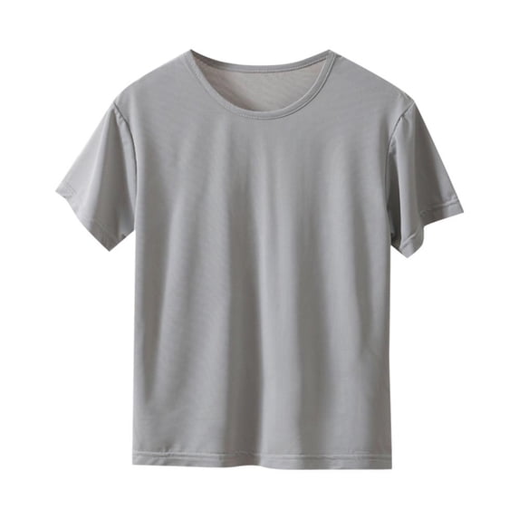 Bxsruta Girls Shirts, Children's Summer Solid Color Recreational Sports Short Sleeve Round-Neck Blouses for Kids, Gray 3-4Years