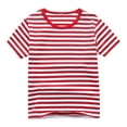 thumbnail image 1 of Bxsruta Girls Shirts, Children's Summer Stripe Print Recreational Sports Short Sleeved Round-Neck Blouse T-shirt for Kids, Red 3-4Years, 1 of 6